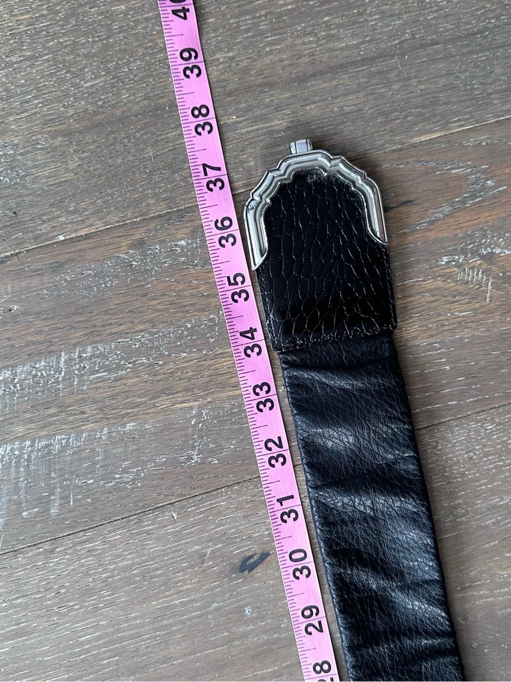 Brighton B60243 Black Croc Embossed Leather Wide Elastic Waist Corset Belt 38